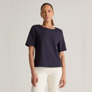 Quince NWOT Ultra-Stretch Ponte Short Sleeve Top in Navy